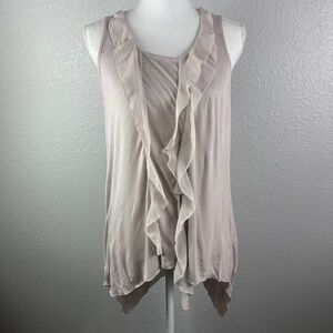 Kische light grey mauve‎ color sleeveless with ruffle detail and flowy design